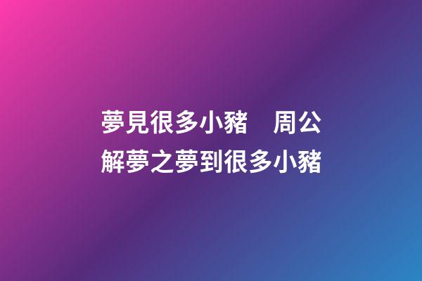 夢見很多小豬　周公解夢之夢到很多小豬